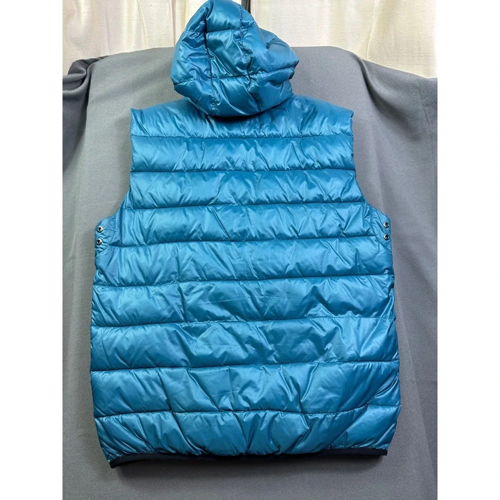 Tommy Hilfiger Men's Puffer Vest Teal‎ Blue Hooded Quilted Full Zip Size Large